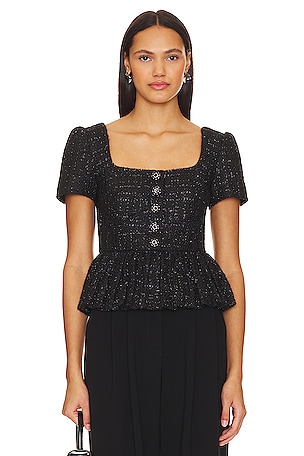Floral print mesh corset top with puff velvet sleeves Black RC23W107A001 -  buy at the online boutique RozieCorsets