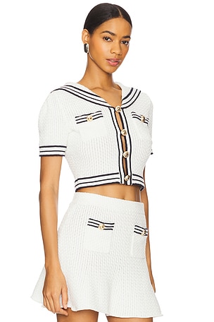 self-portrait Textured Knit Top in White