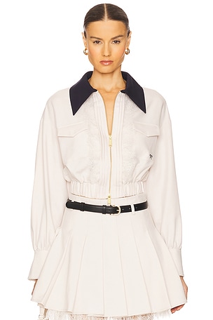 Contrast Collar Top self-portrait