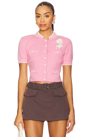 Crochet Flower Knit Top self-portrait