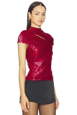 self-portrait Red Fil Coup? Cut Out Top in Red. Size US 8/ UK 12. Also
