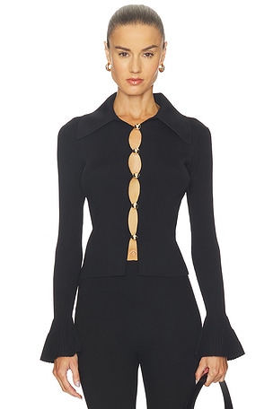 Button Down Knit Top self-portrait