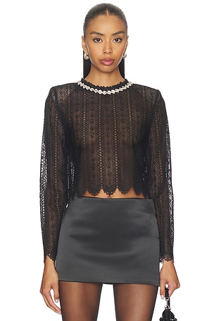 Black Organza Lace Top self-portrait