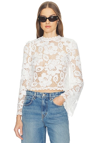 White Crochet Lace Top self-portrait