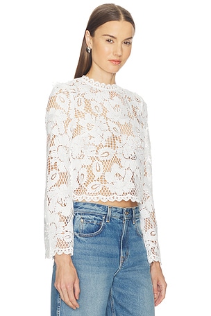 self-portrait White Crochet Lace Top in White