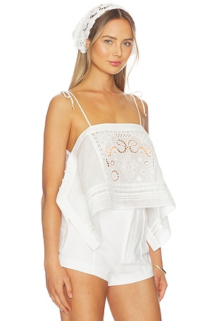 Self-portrait Blanco embroideRojo top en color blanco