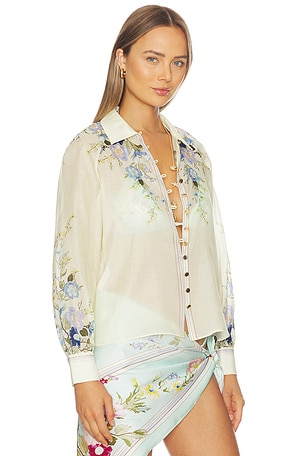 self-portrait Yellow Floral Organza Blouse in Yellow