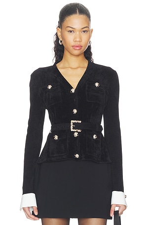Black Chenille Knit Top self-portrait