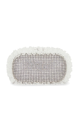 self-portrait x Christopher Kane Crystal Lace Detail Clutch in Metallic Silver