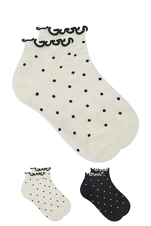 2 Pack Dot Ruffle Ankle Socks Stems