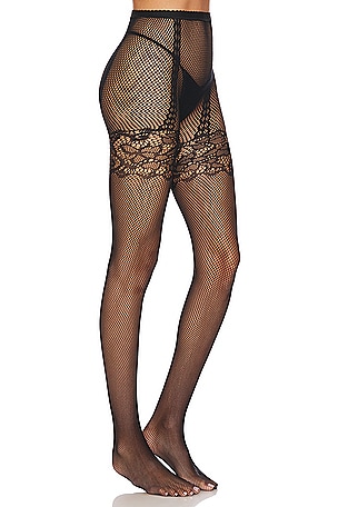 Fishnet With Faux Garter Tight Stems