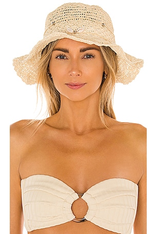SENSI STUDIO Seashells Crochet Hippie Hat in Natural | REVOLVE display picture 3