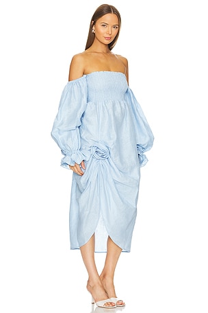 Sleeper Atlanta Linen Dress in Baby Blue