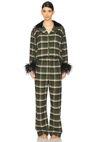 Checked Cotton-Flannel Set With Detachable Feathers Sleeper