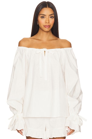 Sleeper Cha-cha Lounge Blouse in Ivory. Size XS. Also