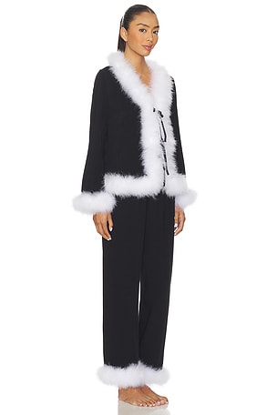 Sleeper Venus in Love Blouse & Pants With Feathers in Black