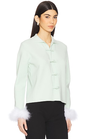 Sleeper Crane Knitted Cardigan With Detachable Feathers in Mint