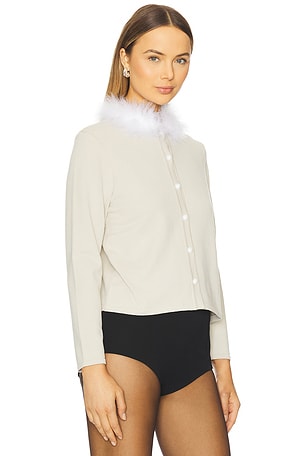 Sleeper Miss Kitty Cardigan With Detachable Feathers in Cream