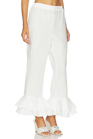 Sleeper Cha-cha Linen Lounge Pants With Headscarf in White