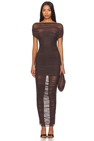 Noel Off Shoulder Mesh Midi DressSER.O.YA$298