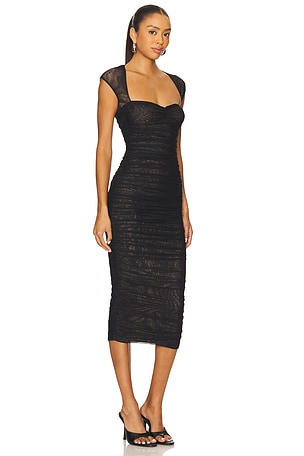 SEROYA Kylie Mesh Midi Dress in Black