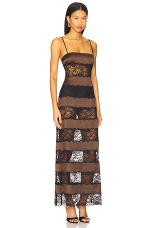 SEROYA Faye Dress in Brown,Black