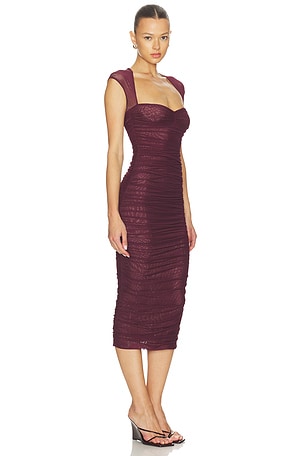 SEROYA Kylie Midi Dress in Burgundy