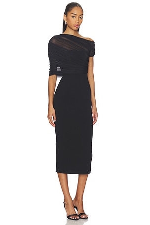 SEROYA Selma Midi Dress in Black. Size XS. Also