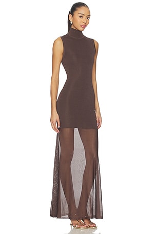 SEROYA Amine Knit Maxi Dress in Brown
