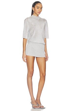 SEROYA Rae Metallic Mini Dress in Metallic Silver