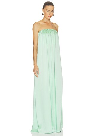Seroya maxi vestido satén monique en color azul cerceta