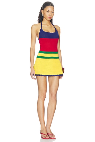 SEROYA Norma Crochet Dress in Multi Stripe. Size M. Also