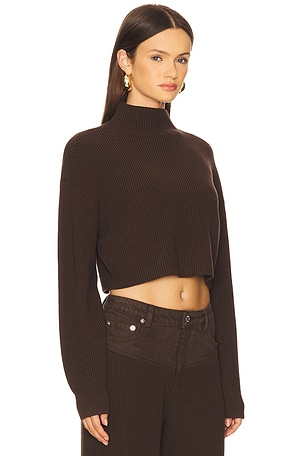 SEROYA Carmen Mid Cropped Sweater in Brown