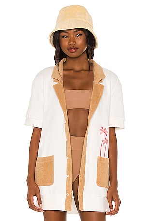 SEROYA Bobbi Cardigan in Camel Palm Logo REVOLVE
