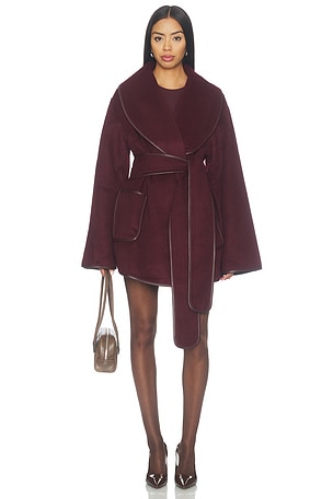 Dulcetta Wool Coat With Leather Piping SEROYA