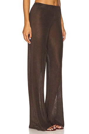 SEROYA Sheldon Metallic Knit Pant in Chocolate. Size XS. Also