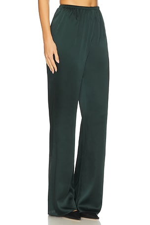 SEROYA Viva Satin Pants in Dark Green