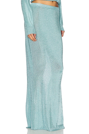 SEROYA Harmony Metallic Knit Skirt in Bue. Size XXS. Also