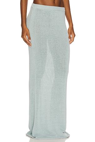 SEROYA Kora Knit Maxi Skirt in Blue. Size XXS. Also