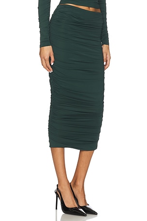 SEROYA Darcy Midi Skirt in Dark Green