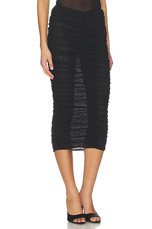 SEROYA Auralee Mesh Skirt in Black. Size XXS. Also
