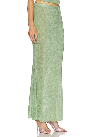 SEROYA Harmony Metallic Knit Skirt in Green