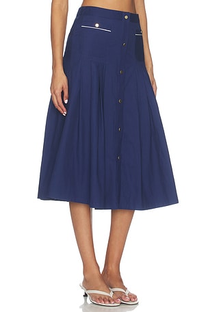 SEROYA Yumi Poplin Skirt in Blue