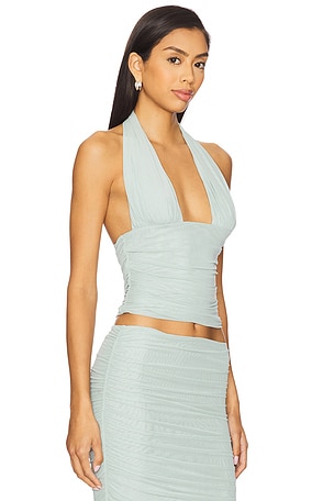 SEROYA Bimini Mesh Halter Top in Baby Blue