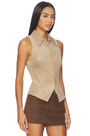 SEROYA Becky Corduroy Vest in Beige