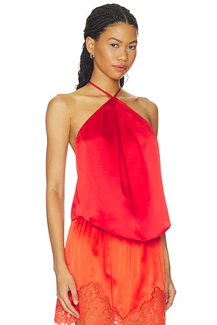 SEROYA Beckham Satin Tank in Red