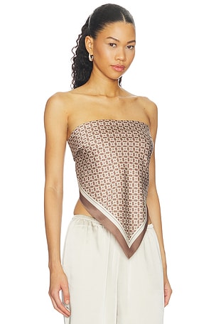 SEROYA Hark Satin Top in Brown