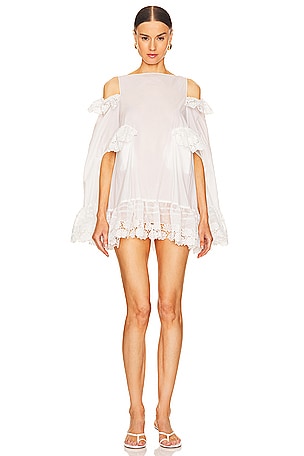 Hooded Embroidered Ruffle Mini DressSusan Fang$406