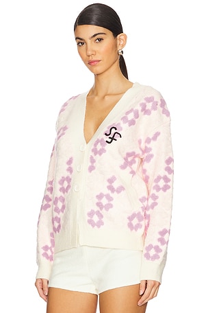Susan Fang Monogram Knit Cardigan in Cream