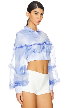 Susan Fang Layered Organza Cropped Jacket in Baby Blue